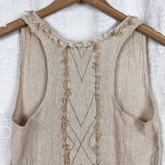 Chintamani Alchemistry frayed embroidered cotton blend sleeveless racerback top - Picture 5 of 8
